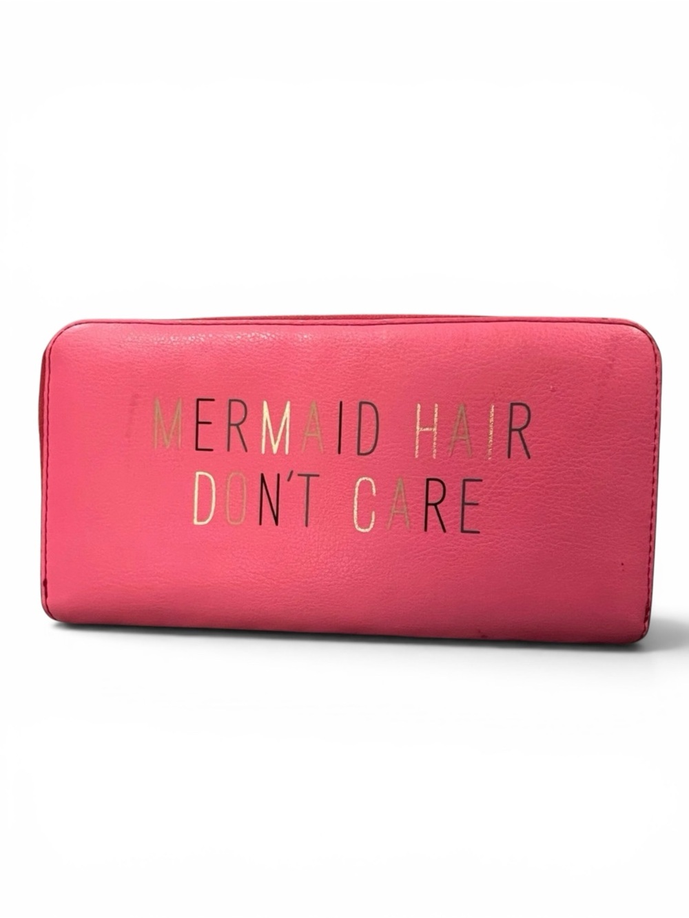 Fossil Emma “Mermaid Hair Don’t Care” Pink Leather Full Zip Clutch Wallet